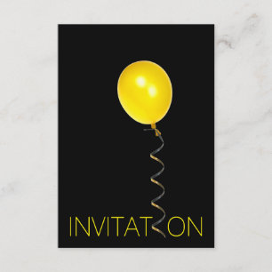 Invitación Fiesta mínimo Ballon amarillo negro Vip