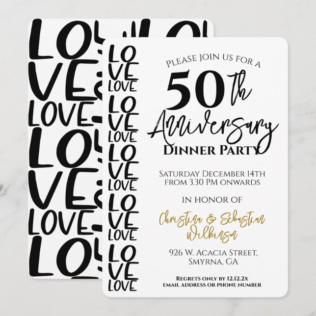 Invitación Fiesta mínimo de 50 años de Boda (Anverso / Reverso)