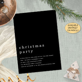Invitación Fiesta mínimo de Navidades blancos negros negro ne