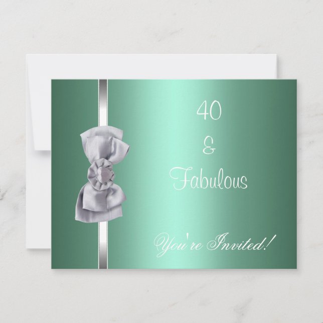 Invitación Fiesta Mint Plata Arco Fabuloso 40 (Anverso)