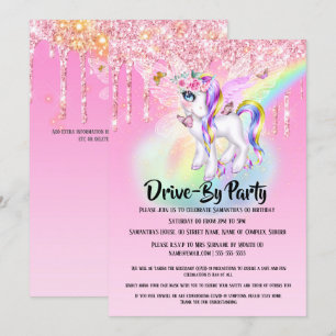 Invitación Fiesta mítico del purpurina del arcoiris del unico