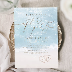 Invitación Fiesta Modern Script Sand Hearts Felices Para Siem