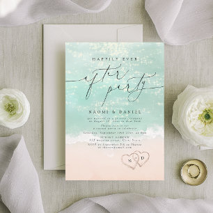 Invitación Fiesta Modern Script Sand Hearts Felices Para Siem