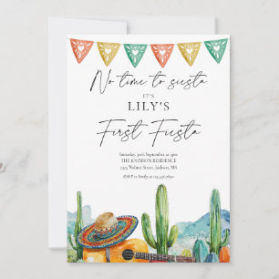 Invitación Fiesta Moderna Cactus Acuarela Cumpleaños 1