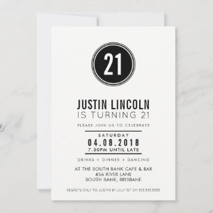 Invitación FIESTA MODERNA de 21 años INVITE mancha negro