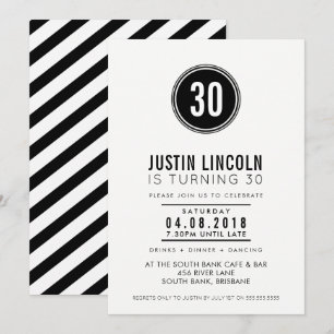Invitación FIESTA MODERNA DE 30 AÑOS INVITE manchado negro