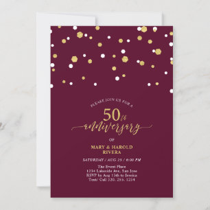 Invitación Fiesta moderna de aniversario de bodas número 50 r