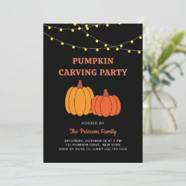 Invitación Fiesta moderna de calabaza de Halloween negra tall