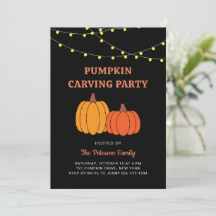 Invitación Fiesta moderna de calabaza de Halloween negra tall