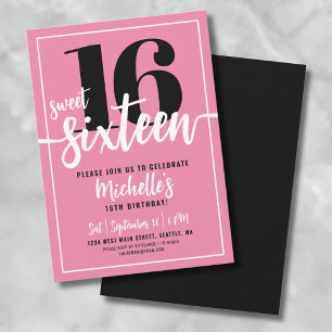 Invitación Fiesta Moderna de Cumpleaños 16 Dulces Dieciséis