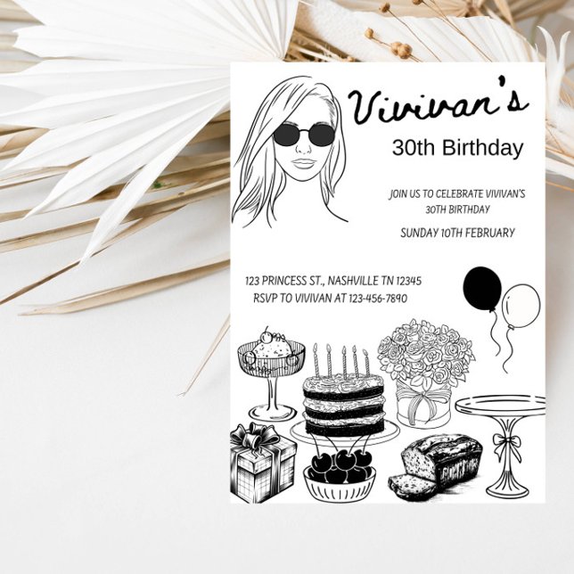 Invitación Fiesta Moderna de Cumpleaños de Niña con Arte de L (Subido por el creador)