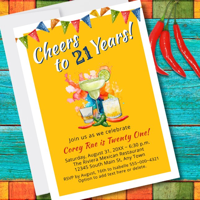 Invitación Fiesta moderna de cumpleaños número 21 (Subido por el creador)