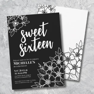 Invitación Fiesta moderna de cumpleaños Sweet Sixteen con tem