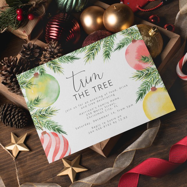 Invitación Fiesta moderna de decoración del árbol de Navidad (Subido por el creador)