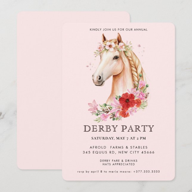 Invitación Fiesta Moderna de Derby  (Anverso / Reverso)