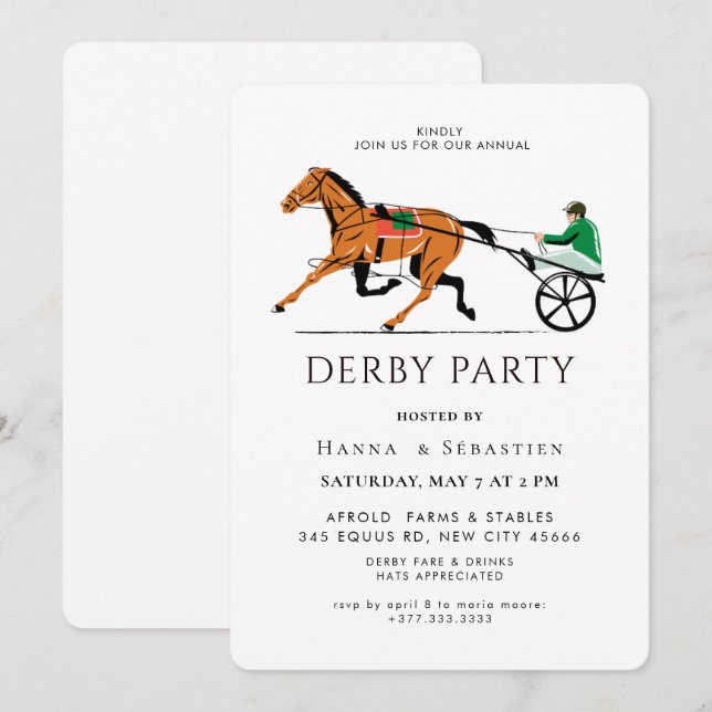 Invitación Fiesta Moderna de Derby de Caballos de Carreras Ec (Anverso / Reverso)