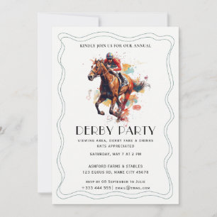 Invitación Fiesta Moderna de Derby de Caballos de Carreras In