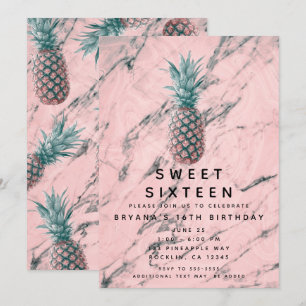 Invitación Fiesta Moderna de Dulces 16 con Remolino de Mármol