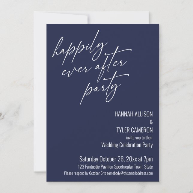 Invitación Fiesta Moderna de Felices para Siempre Recepción N (Anverso)
