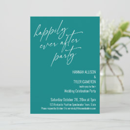 Invitación Fiesta Moderna de Felices para Siempre Teal Recepc