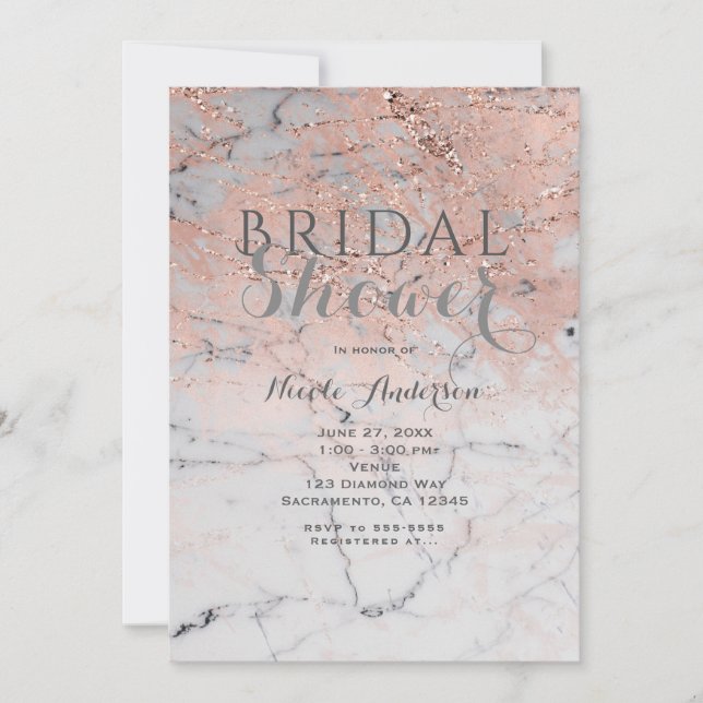 Invitación Fiesta moderna de glamour rosa oro rosa (Anverso)