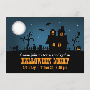 Invitación Fiesta moderna de Halloween en una casa embrujada