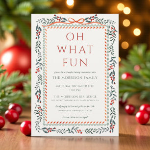 Invitación Fiesta moderna de Navidad con acebo de vacaciones