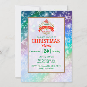 Invitación Fiesta moderna de Navidad de invierno con copos de