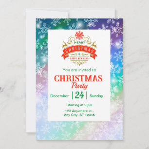 Invitación Fiesta moderna de Navidad de invierno con copos de