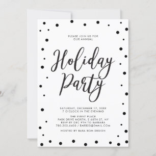 Invitación Fiesta moderna de Navidad en negro y blanco