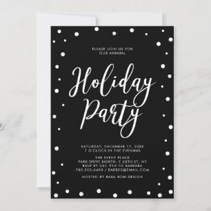 Invitación Fiesta moderna de Navidad en negro y blanco