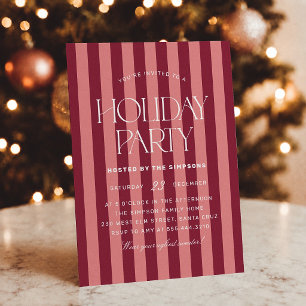 Invitación Fiesta moderna de Navidad rosa y burgundy