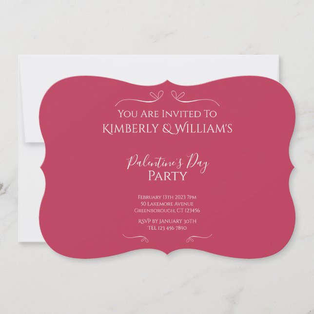 Invitación Fiesta moderna de Palentine's Day en rosa (Anverso)