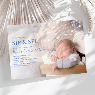Invitación Fiesta moderna de Sip And See con fotos