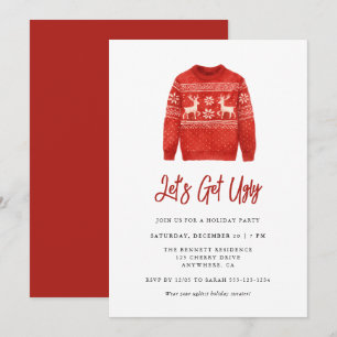 Invitación Fiesta moderna de suéteres feos de Navidad Let's G