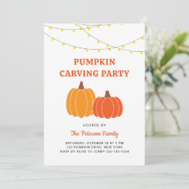 Invitación Fiesta moderna de tallado de calabazas de Hallowee
