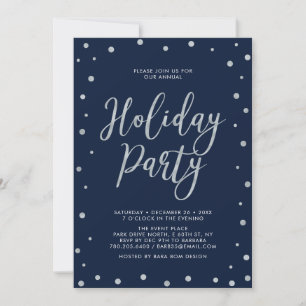 Invitación Fiesta moderna de vacaciones de plata y azul marin