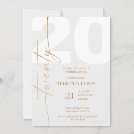 Invitación Fiesta moderna de vigésimo cumpleaños número veint