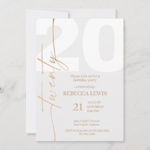 Invitación Fiesta moderna de vigésimo cumpleaños número veint