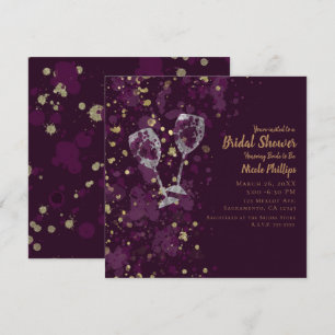 Invitación Fiesta moderna de vino tinto con salpicaduras de p