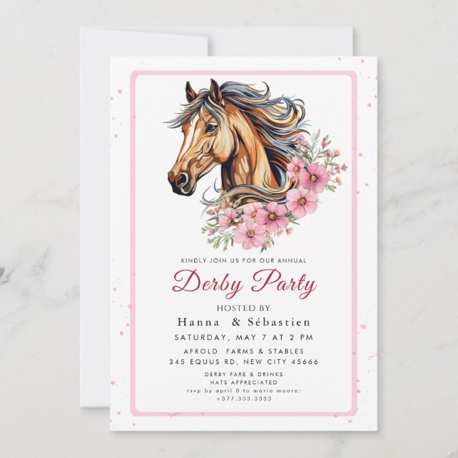 Invitación Fiesta moderna del Derby de caballos de carreras E (Anverso)