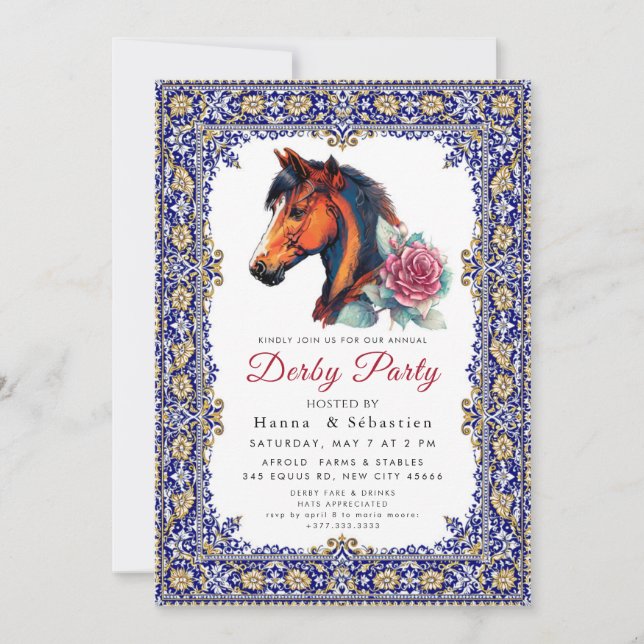 Invitación Fiesta Moderna Derby de Caballos de Carreras Ecues (Anverso)