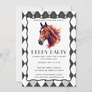 Invitación Fiesta Moderna Derby de Caballos de Carreras Invit