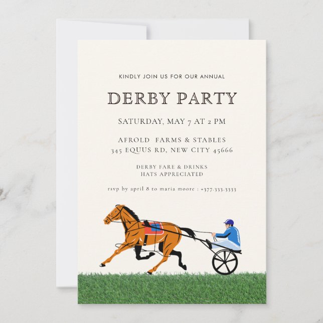 Invitación Fiesta Moderna Derby de Caballos Ecuestre (Anverso)