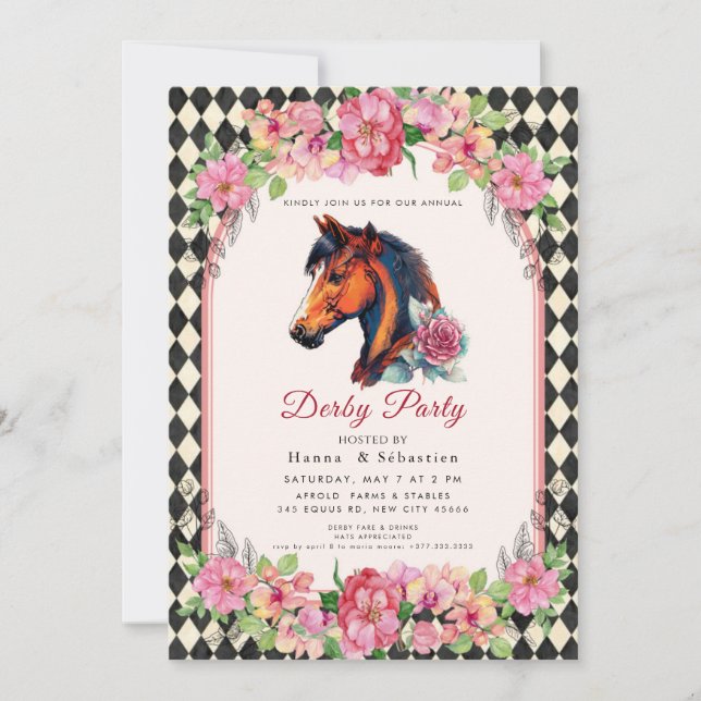 Invitación Fiesta Moderna Derby de Caballos Ecuestre  (Anverso)