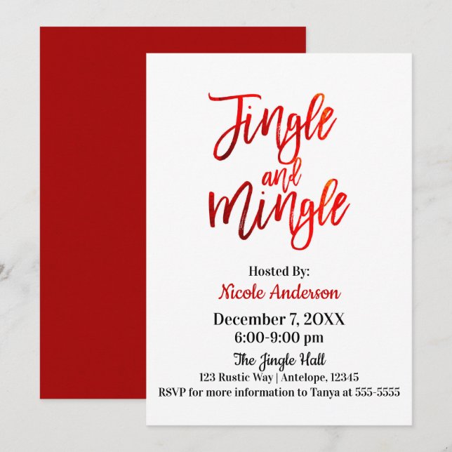 Invitación Fiesta moderna Jingle & Mingle con papel de alumin (Anverso / Reverso)