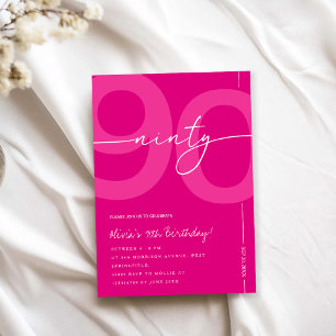 Invitación Fiesta moderna minimalista de cumpleaños 90 de col