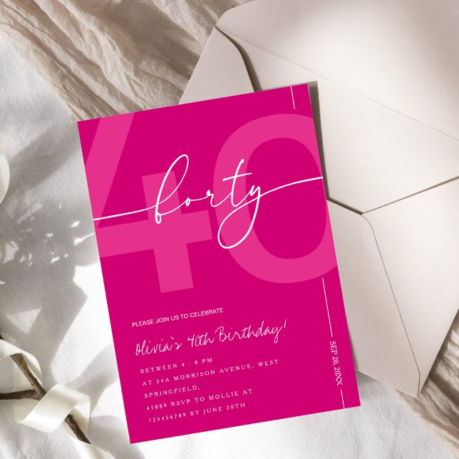 Invitación Fiesta moderna minimalista de cumpleaños número 40 (Subido por el creador)
