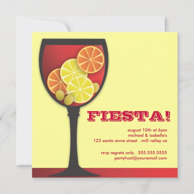 Invitación Fiesta moderna para la fiesta de Wineglass (Anverso)