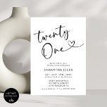 Invitación Fiesta moderna y elegante de cumpleaños número 21<br><div class="desc">¡Celebra con estilo con nuestra invitación de cumpleaños número 21 moderna y elegante! Con un diseño elegante con tipografía en negrita y acentos sofisticados, esta invitación captura perfectamente la emoción de alcanzar un hito tan importante. Ya sea que estés planeando una soirée chic o una celebración llena de diversión, esta...</div>